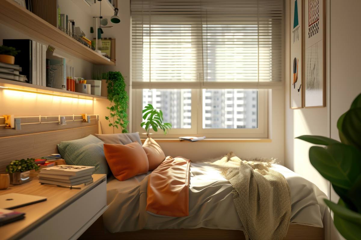 Cozy bedroom in a modern apartment